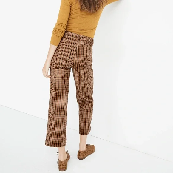 Madewell Plaid Slim Emmet Wide Leg Crop Pants Size 28 - Picture 6 of 15
